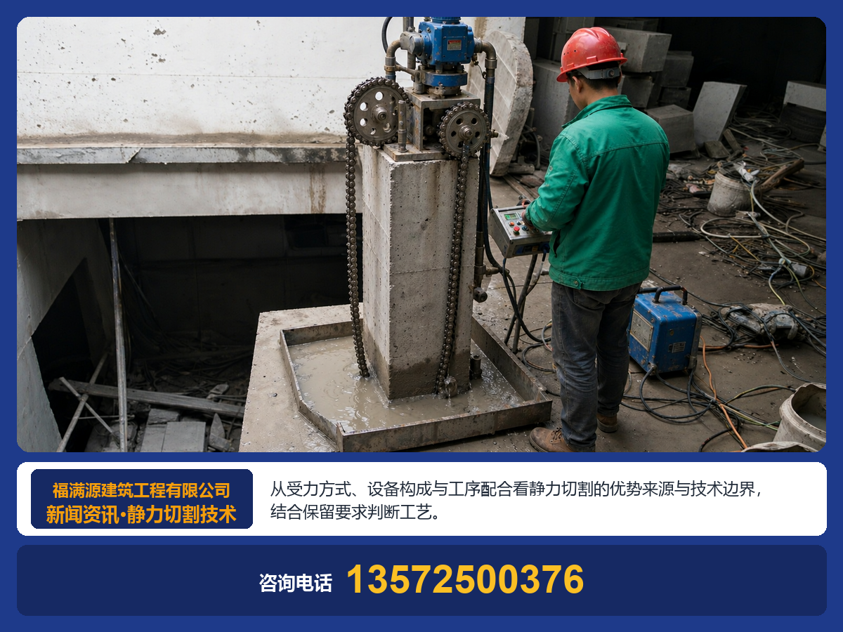 静力切割技术:建筑拆除改造中的工艺原理与适用场景